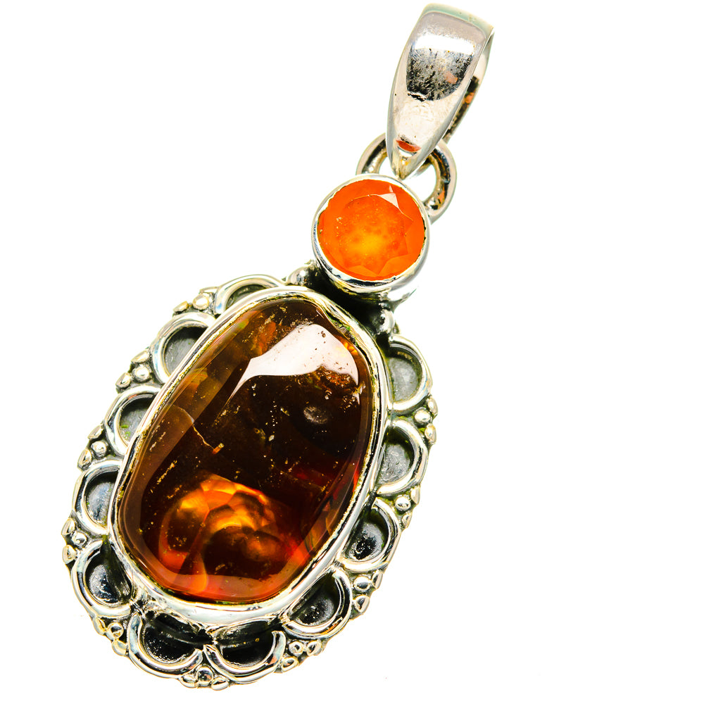 Mexican Fire Agate, Carnelian Pendants handcrafted by Ana Silver Co - PD13986