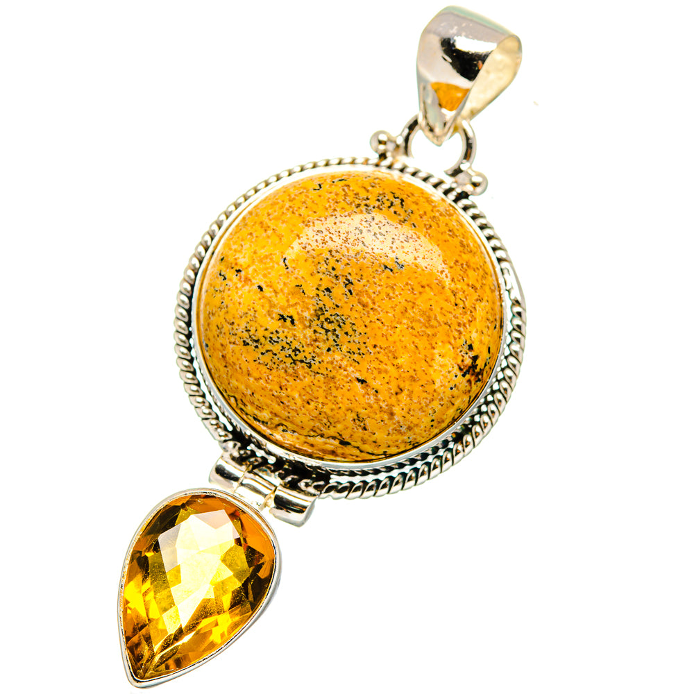 Picture Jasper, Citrine Pendants handcrafted by Ana Silver Co - PD13994
