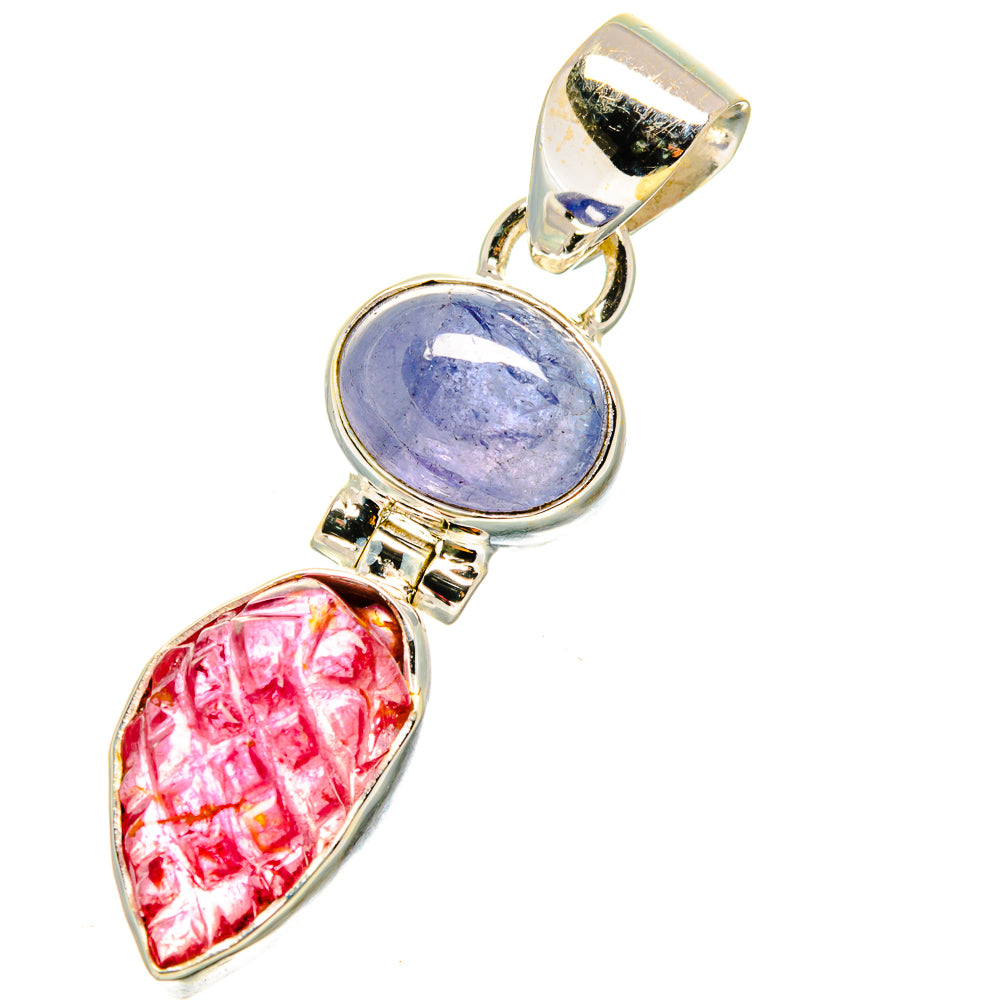 Pink Tourmaline, Tanzanite Pendants handcrafted by Ana Silver Co - PD14005
