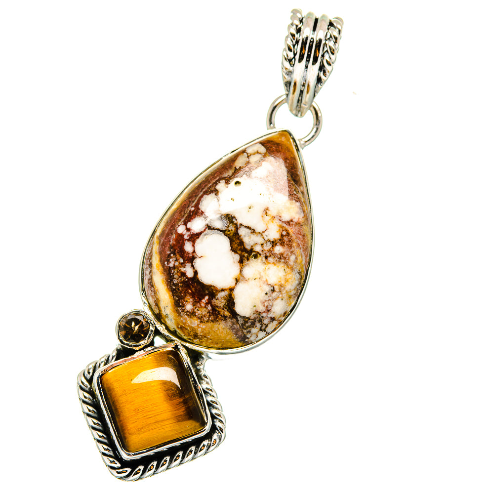 Wild Horse Jasper, Tiger Eye, Smoky Quartz Pendants handcrafted by Ana Silver Co - PD14008