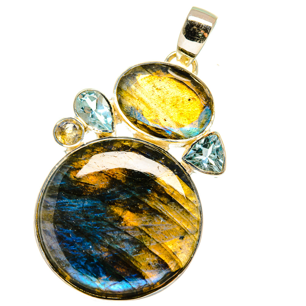 Labradorite, Blue Topaz Pendants handcrafted by Ana Silver Co - PD14017