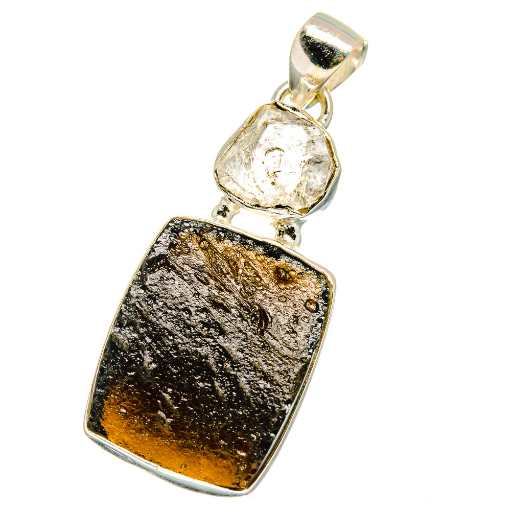 Tektite, Herkimer Diamond Pendants handcrafted by Ana Silver Co - PD14026