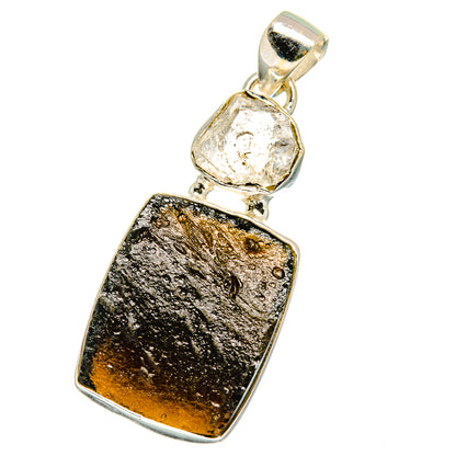 Tektite, Herkimer Diamond Pendants handcrafted by Ana Silver Co - PD14026