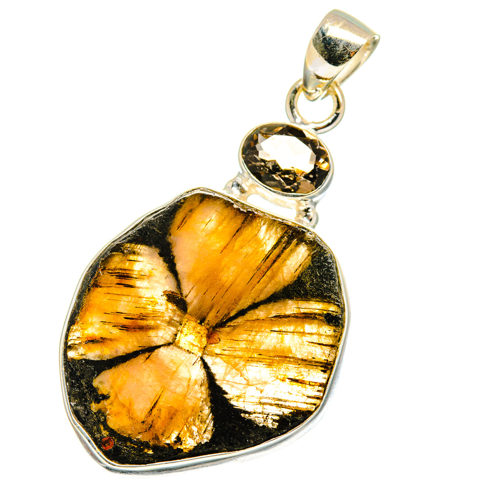 Chiastolite, Smoky Quartz Pendants handcrafted by Ana Silver Co - PD14029