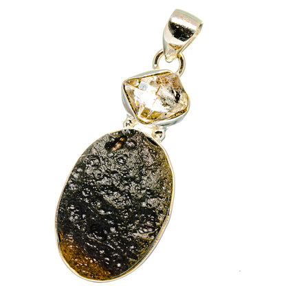 Tektite, Herkimer Diamond Pendants handcrafted by Ana Silver Co - PD14042