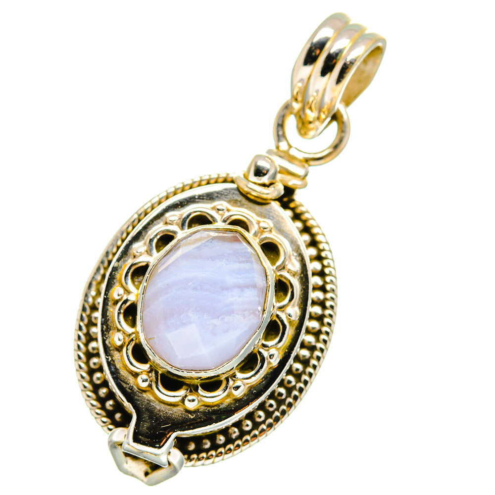 Blue Lace Agate Pendants handcrafted by Ana Silver Co - PD14053
