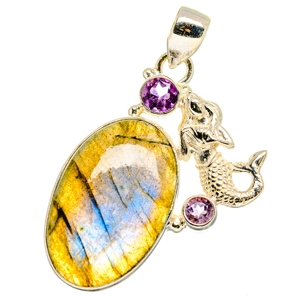 Labradorite, Amethyst Pendants handcrafted by Ana Silver Co - PD14056