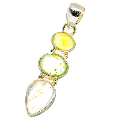Rainbow Moonstone, Peridot, Ethiopian Opal Pendants handcrafted by Ana Silver Co - PD14059