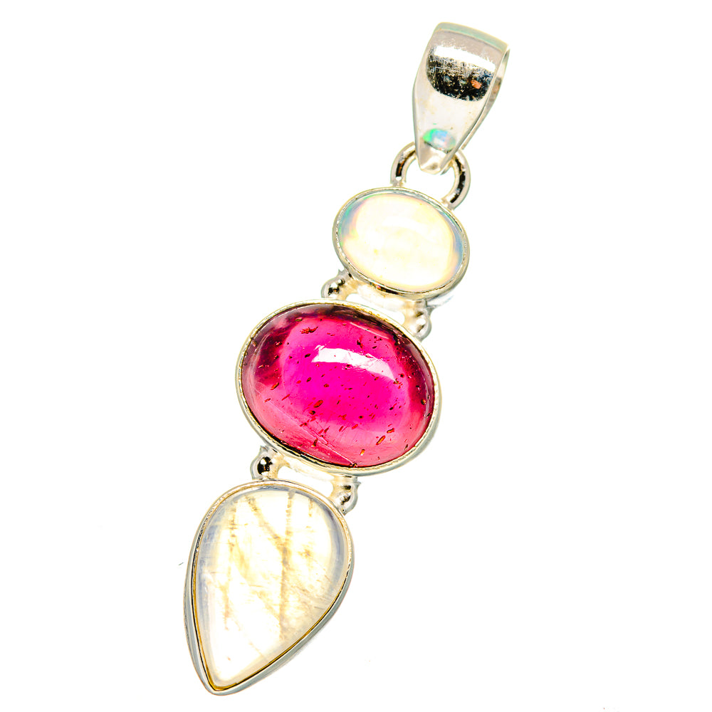 Rainbow Moonstone, Garnet, Ethiopian Opal Pendants handcrafted by Ana Silver Co - PD14062