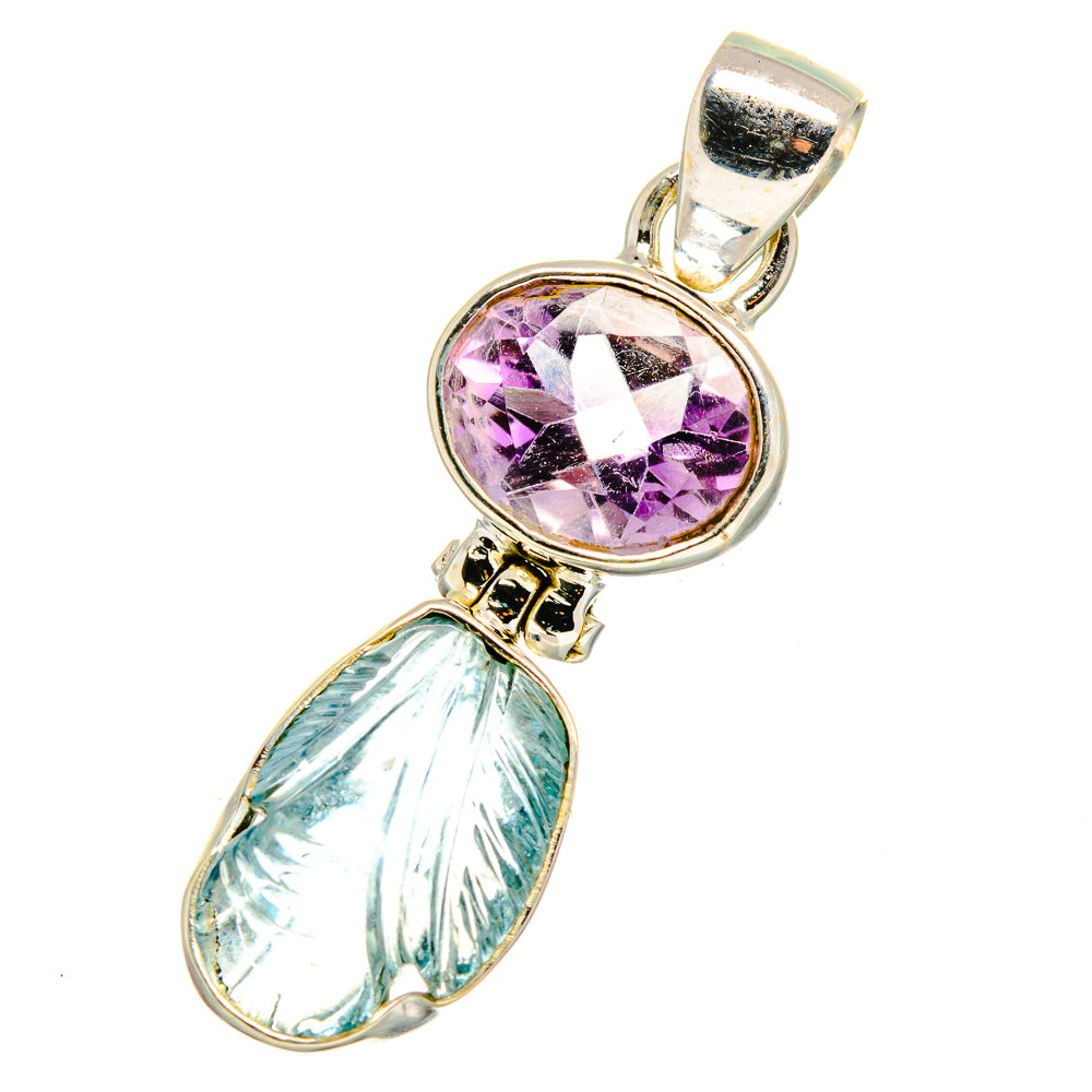 Aquamarine, Amethyst Pendants handcrafted by Ana Silver Co - PD14069