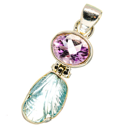 Aquamarine, Amethyst Pendants handcrafted by Ana Silver Co - PD14069