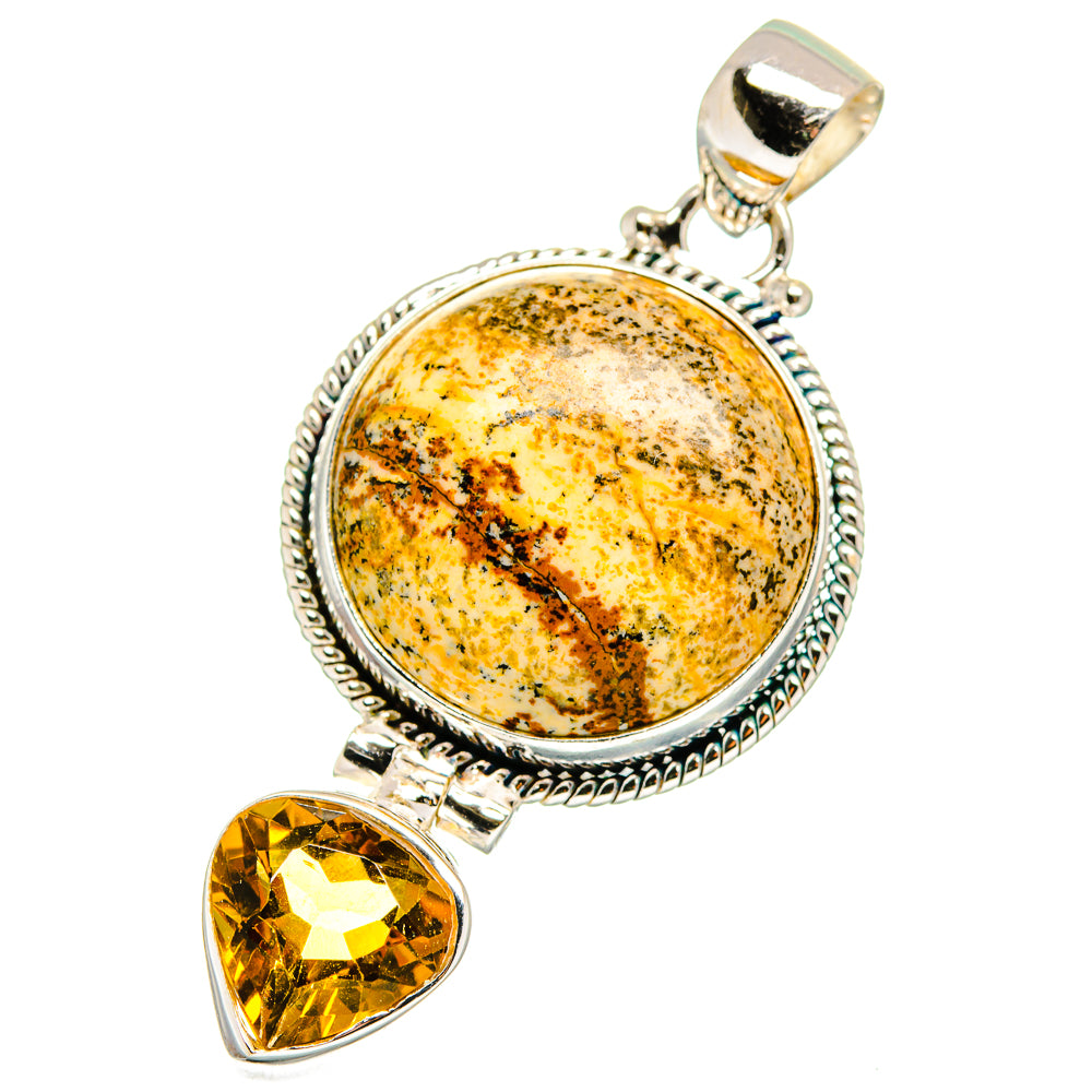 Picture Jasper, Mandarin Citrine Pendants handcrafted by Ana Silver Co - PD14126