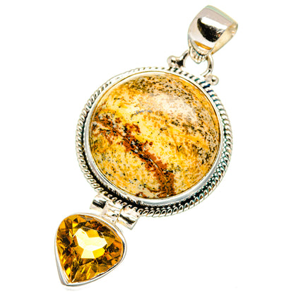 Picture Jasper, Mandarin Citrine Pendants handcrafted by Ana Silver Co - PD14126