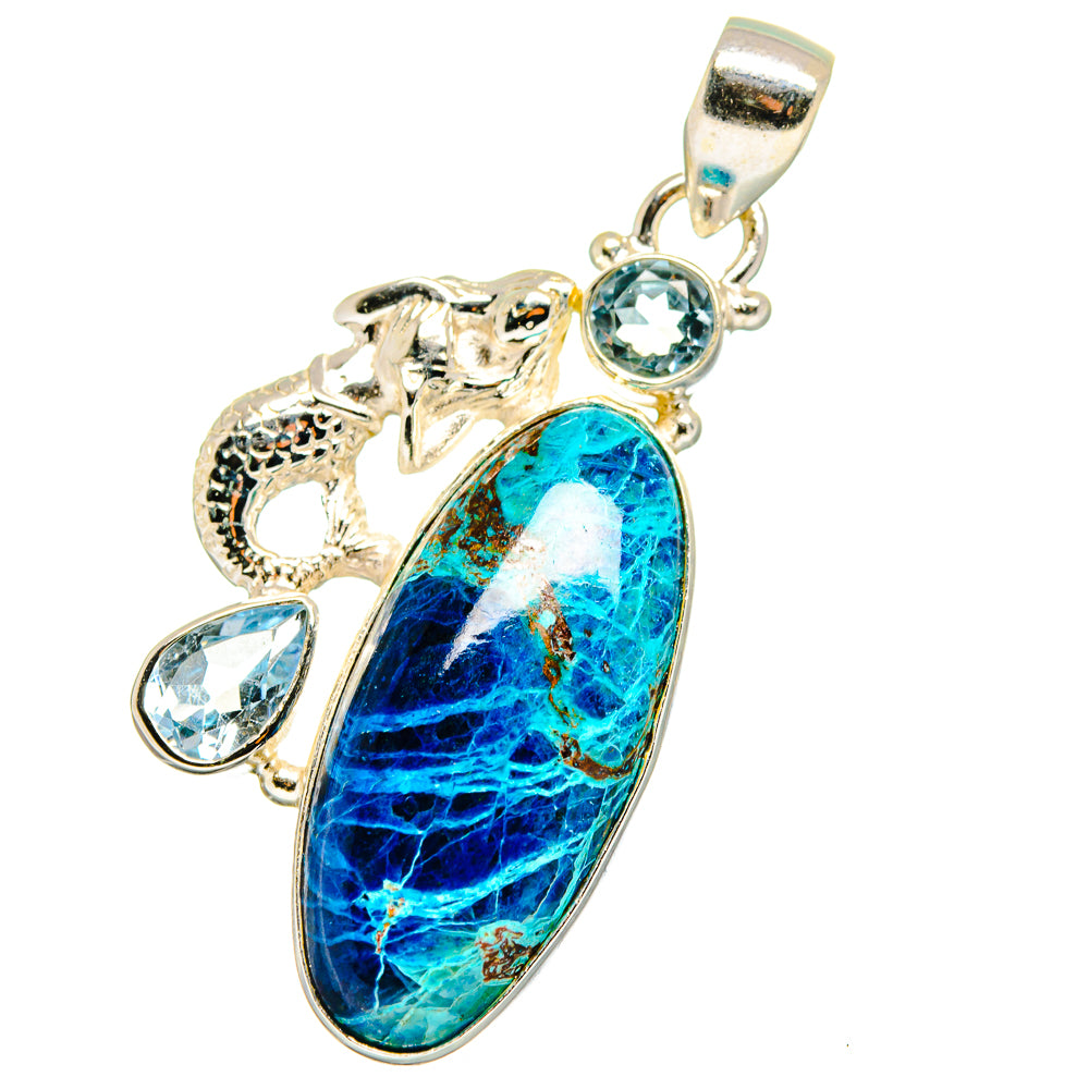 Chrysocolla, Blue Topaz Pendants handcrafted by Ana Silver Co - PD14137