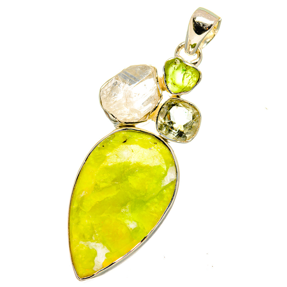 African Green Opal, Rainbow Moonstone, Green Amethyst, Peridot Pendants handcrafted by Ana Silver Co - PD14163
