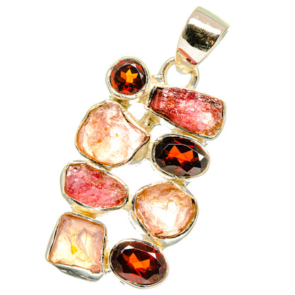Rose Quartz, Pink Tourmaline, Garnet Pendants handcrafted by Ana Silver Co - PD14176