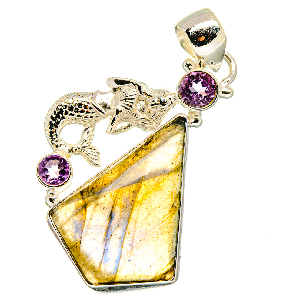 Labradorite, Amethyst Pendants handcrafted by Ana Silver Co - PD14177