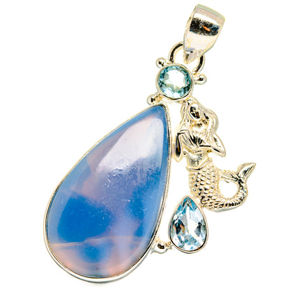 Owyhee Opal, Blue Topaz Pendants handcrafted by Ana Silver Co - PD14178
