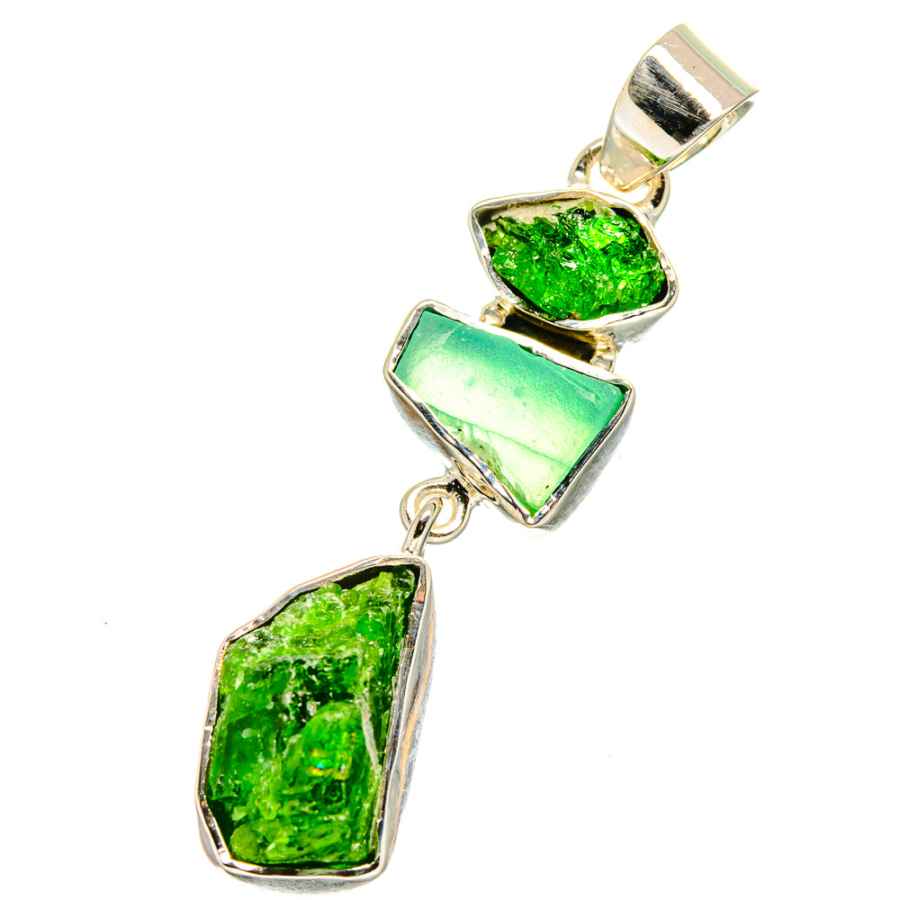 Chrome Diopside, Aqua Chalcedony Pendants handcrafted by Ana Silver Co - PD14193