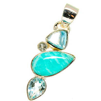 Amazonite, Blue Topaz Pendants handcrafted by Ana Silver Co - PD14194