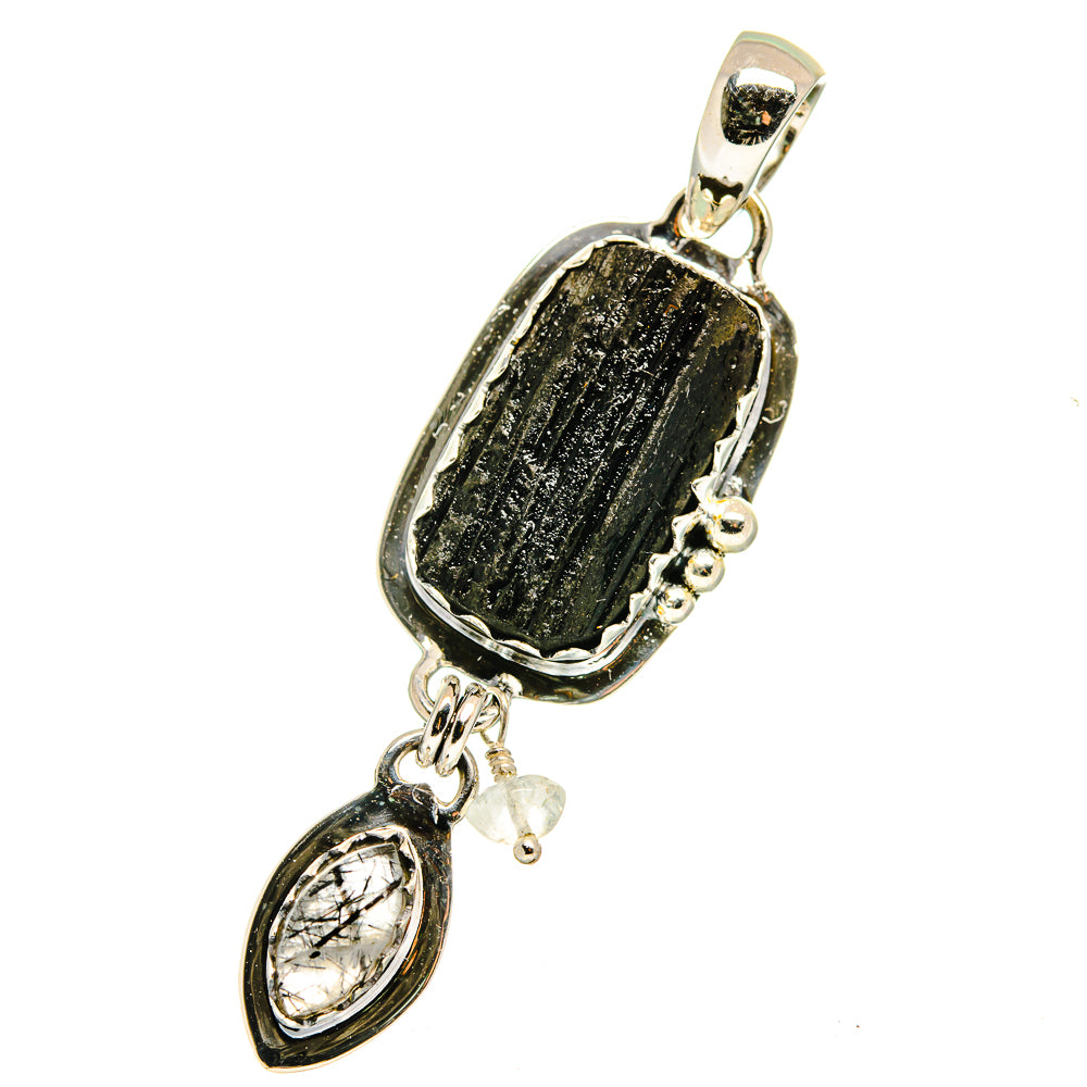 Tektite, Tourmalinated Quartz Pendants handcrafted by Ana Silver Co - PD14203