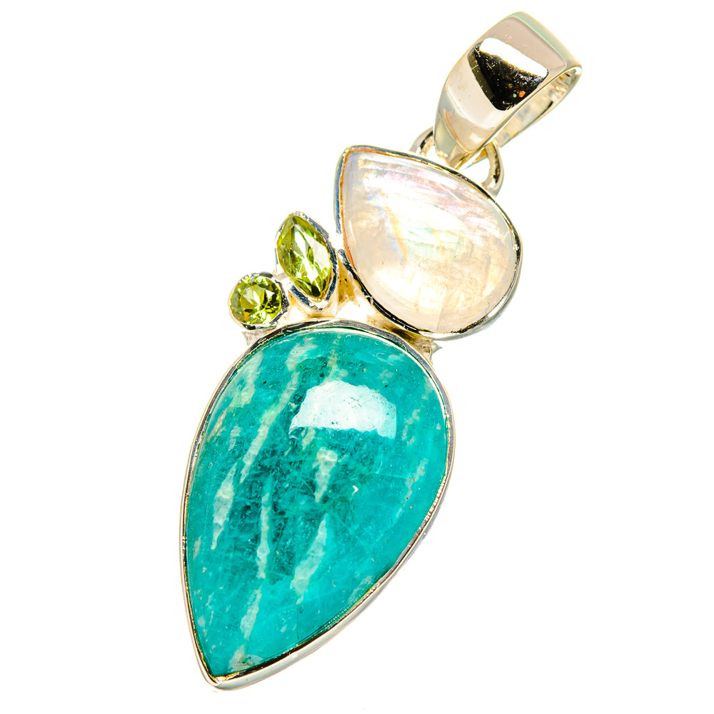 Amazonite, Rainbow Moonstone, Peridot Pendants handcrafted by Ana Silver Co - PD14205