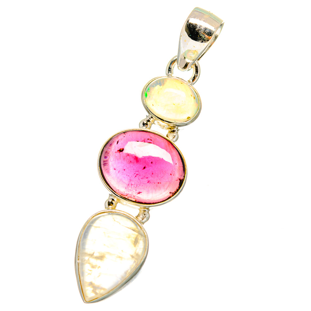 Rainbow Moonstone, Garnet, Ethiopian Opal Pendants handcrafted by Ana Silver Co - PD14223