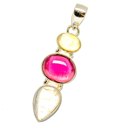 Rainbow Moonstone, Garnet, Ethiopian Opal Pendants handcrafted by Ana Silver Co - PD14240