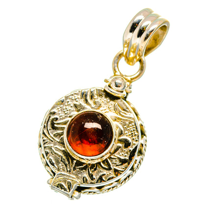 Garnet poison pendant, 925 sterling silver, round dark red stone, loop bail