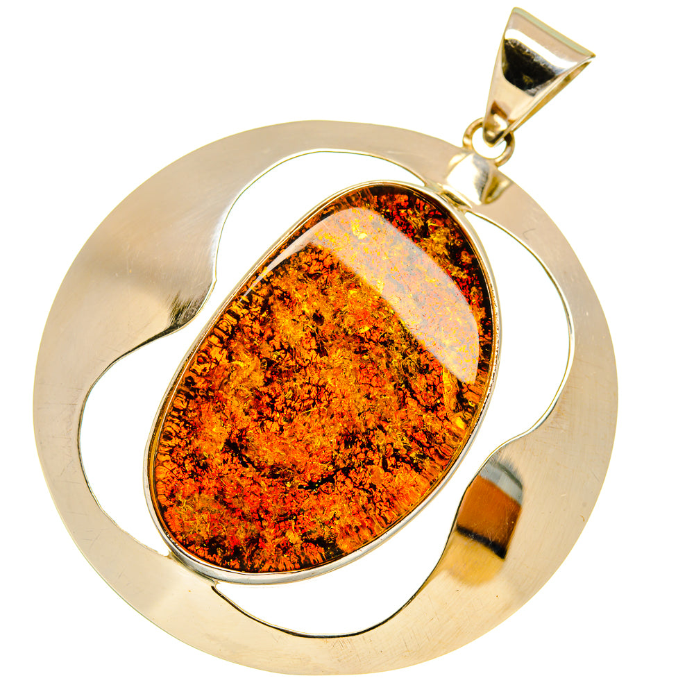 925 sterling silver Baltic amber teardrop pendant in oval frame