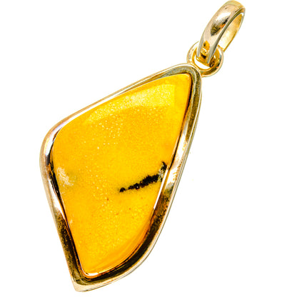 Amber teardrop pendant with gold-tone 925 sterling silver bezel