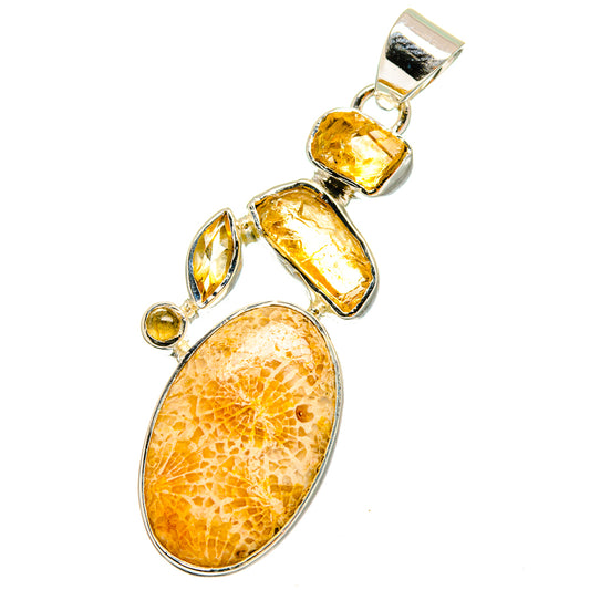 Fossil Coral Pendants handcrafted by Ana Silver Co - PD14428