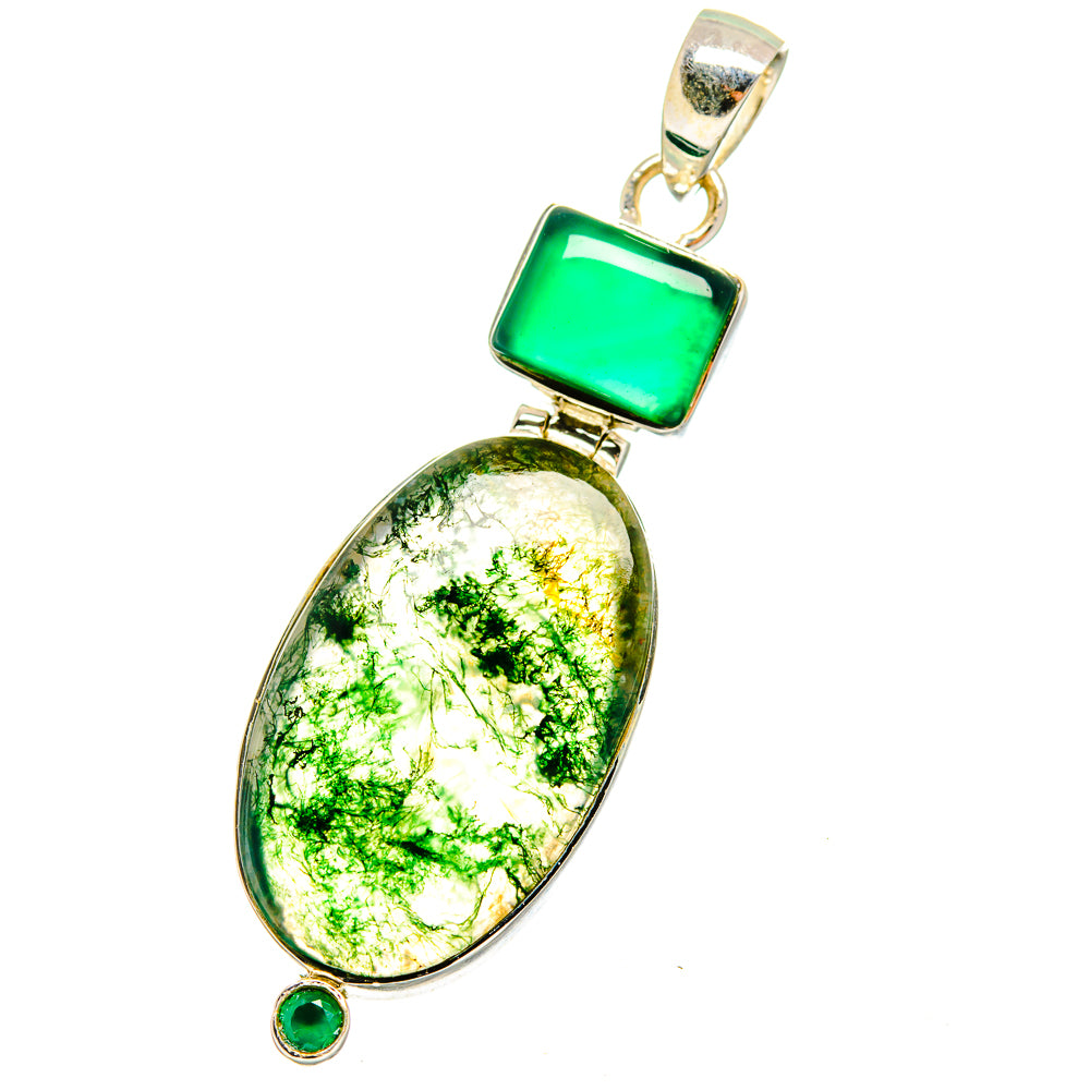 Green Moss Agate Pendants handcrafted by Ana Silver Co - PD14441