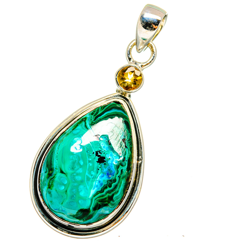 Malachite In Chrysocolla Pendants handcrafted by Ana Silver Co - PD14448