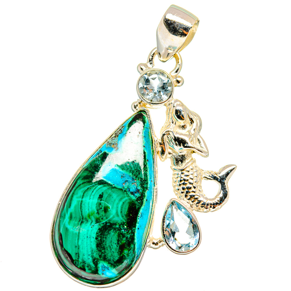 Malachite In Chrysocolla Pendants handcrafted by Ana Silver Co - PD14473