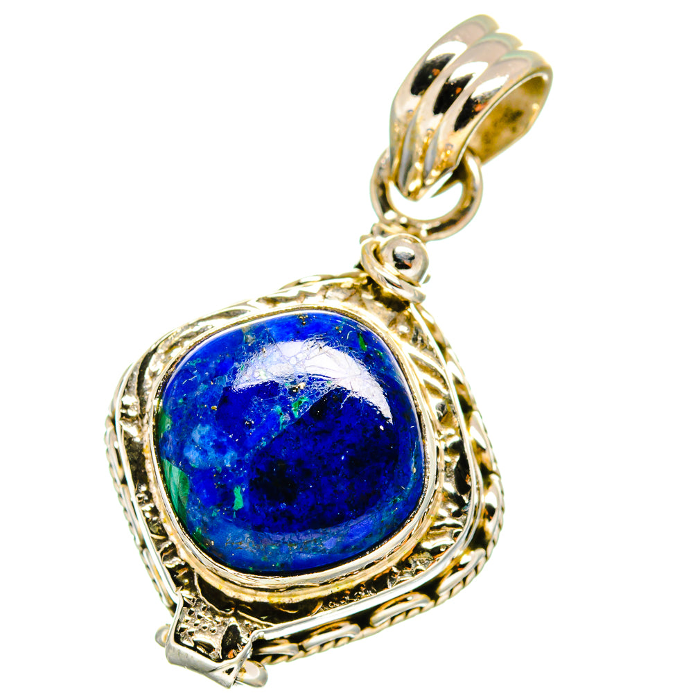Oval blue pendant with ornate 925 sterling silver frame and hanging bail