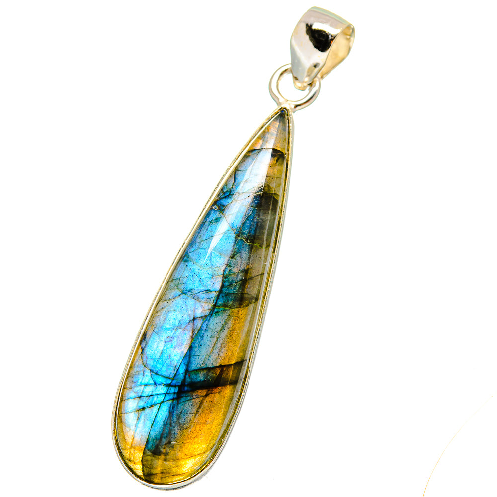Labradorite pendant with teardrop stone and 925 sterling silver bail, polished finish
