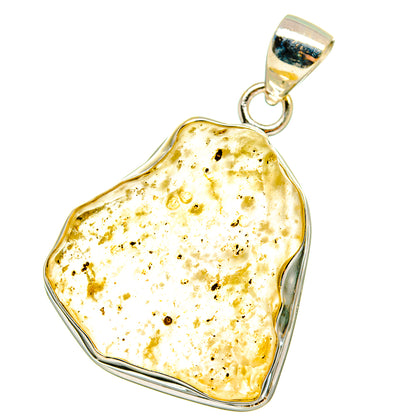 Sterling silver framed amber pendant with speckled desert glass and loop bail