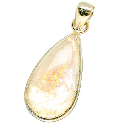 Teardrop moonstone pendant with polished sterling silver bezel and loop bail