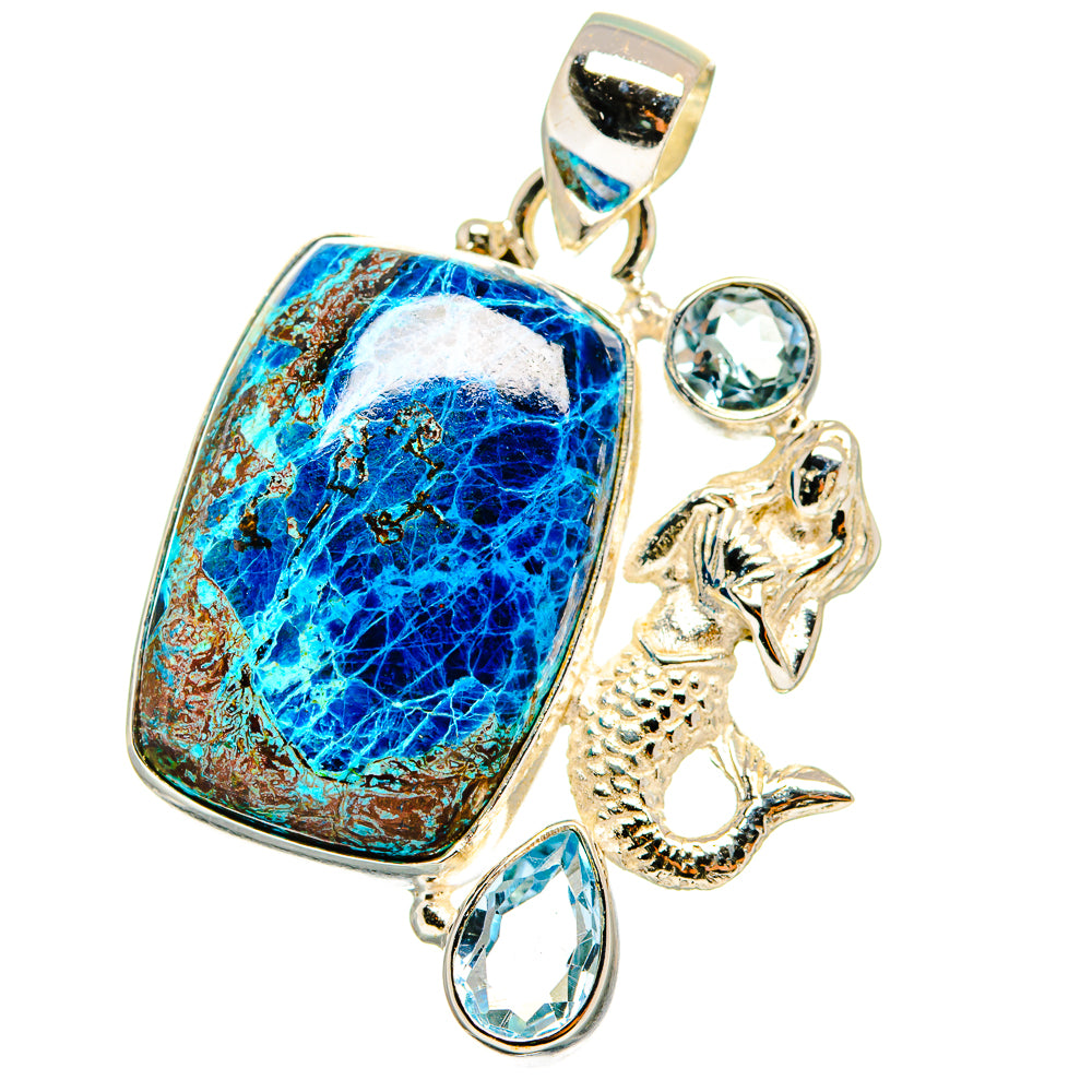 Shattuckite, Blue Topaz Pendants handcrafted by Ana Silver Co - PD14658