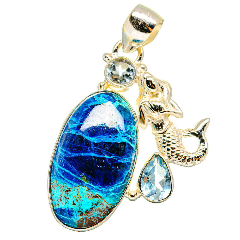 Shattuckite, Blue Topaz Pendants handcrafted by Ana Silver Co - PD14659