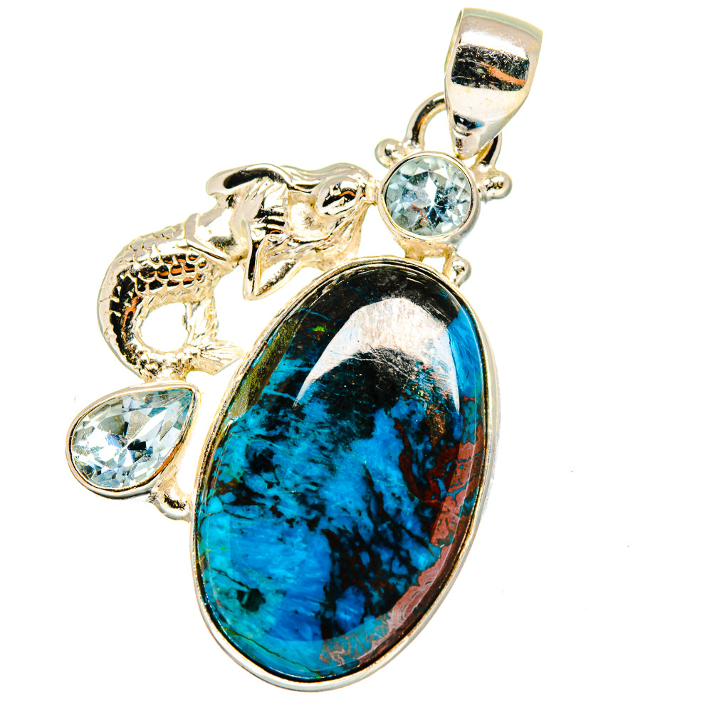 Shattuckite, Blue Topaz Pendants handcrafted by Ana Silver Co - PD14660