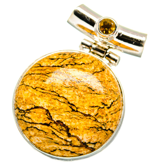 Picture Jasper, Citrine Pendants handcrafted by Ana Silver Co - PD14696