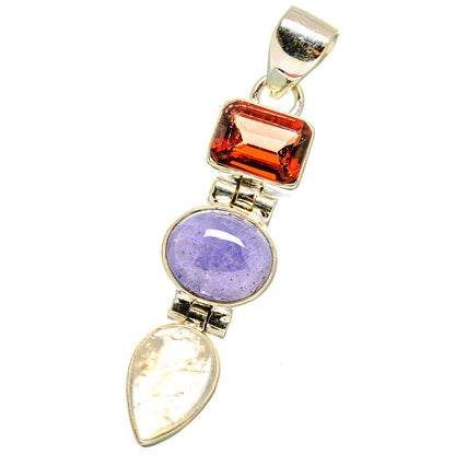 Rainbow Moonstone, Tanzanite, Garnet Pendants handcrafted by Ana Silver Co - PD14733