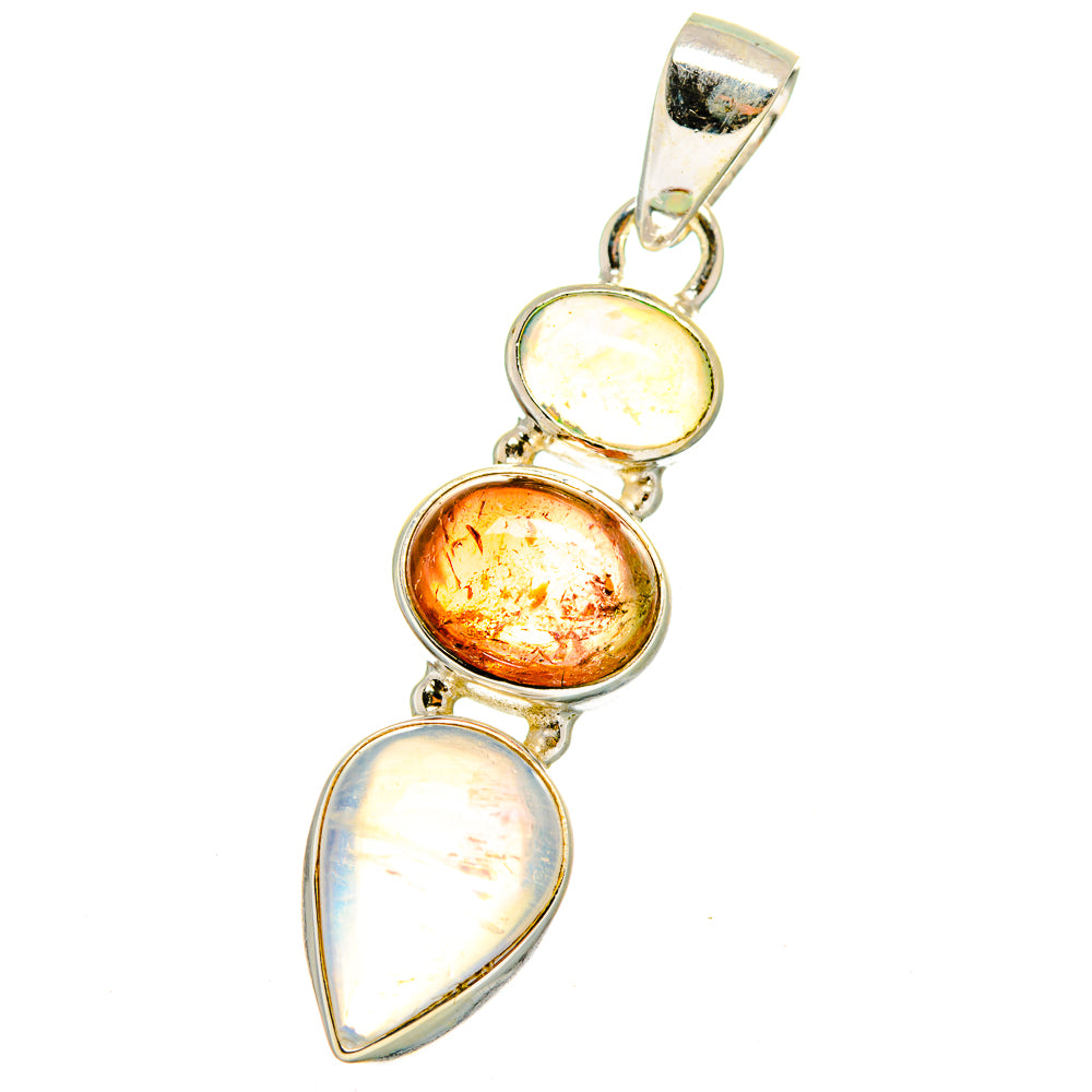 Rainbow Moonstone, Sunstone, Ethiopian Opal Pendants handcrafted by Ana Silver Co - PD14736