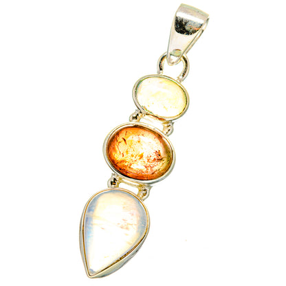 Rainbow Moonstone, Sunstone, Ethiopian Opal Pendants handcrafted by Ana Silver Co - PD14736