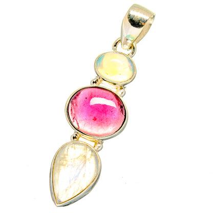 Rainbow Moonstone, Garnet, Ethiopian Opal Pendants handcrafted by Ana Silver Co - PD14749
