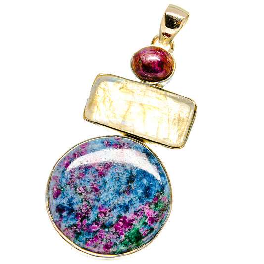 Ruby Fuchsite, Rainbow Moonstone, Star Ruby Pendants handcrafted by Ana Silver Co - PD14795