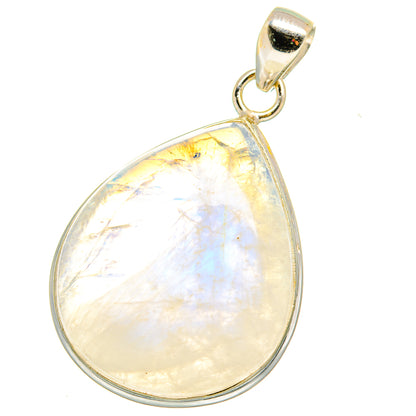 Sterling silver moonstone teardrop pendant with round bail and pearly sheen