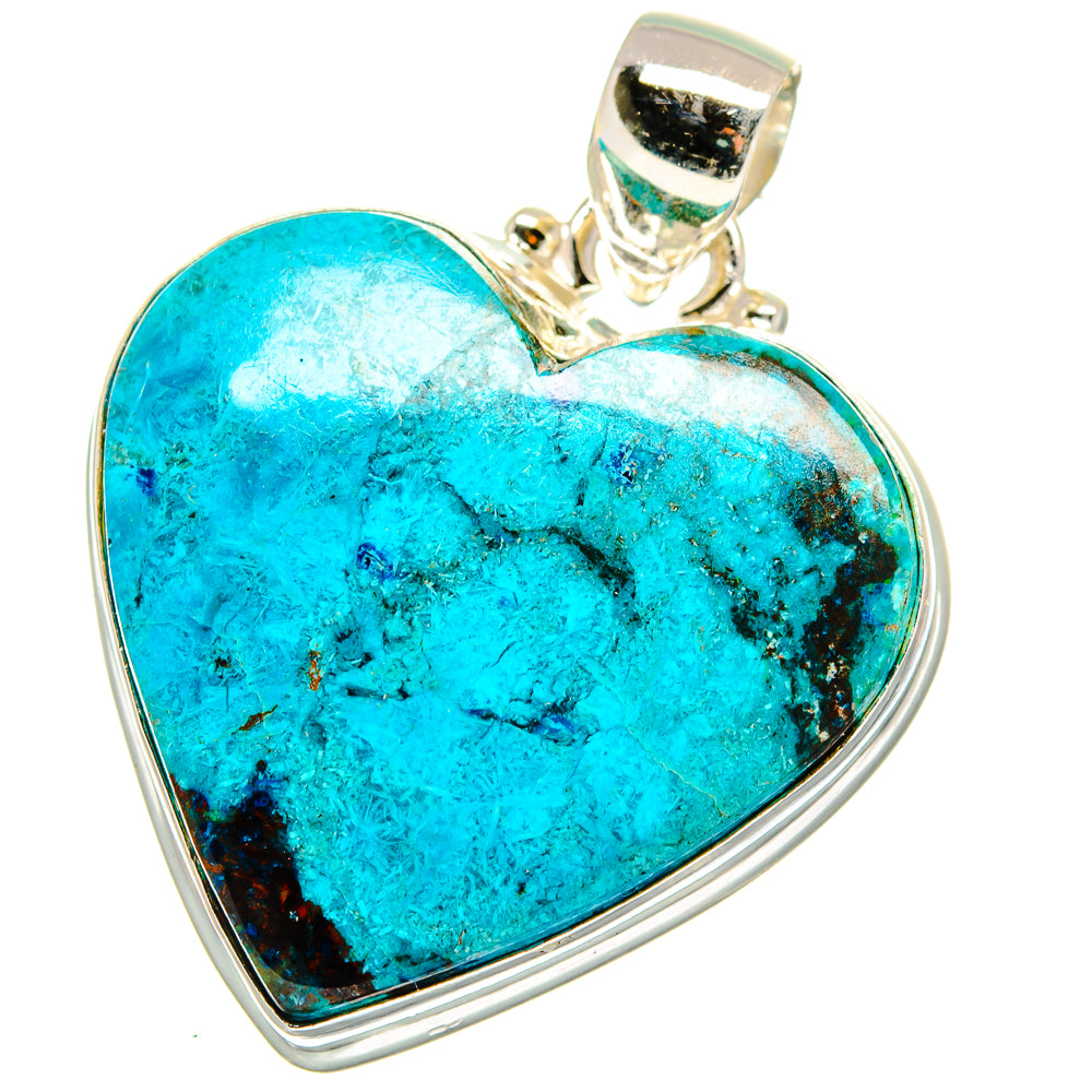 Turquoise heart pendant in sterling silver bezel with top loop